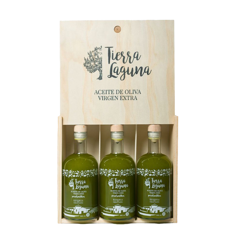 [PRE-RESERVA] Aceite de Oliva Virgen Extra Sin Filtrar Fresco Nueva Cosecha - Picual <span class="especificacion">Estuche Regalo Madera 3 ud. (16,65€/ud.)</span>
